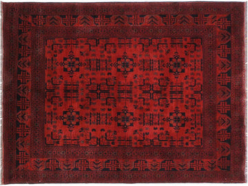 handmade Tribal Biljik Khal Muhammadi Drk. Red Black Hand Knotted RECTANGLE 100% WOOL area rug 6x8